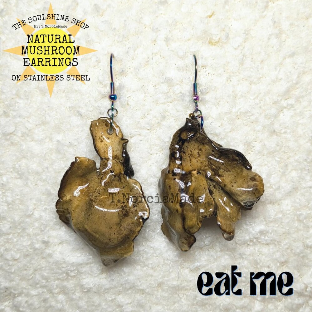 Eat Me Natural Mushroom Earrings